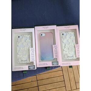Lot Of 3 NEW Kate Spade Case Apple iPhone 8/7/6/6s/SE- HOLLYHOCK FLORAL Glitter